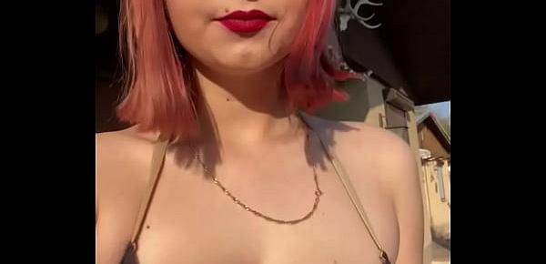  18 YEAR OLD WOMAN SHOWS TITS OUTDOORS